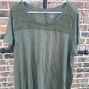 Lane Bryant Sage/Olive Green Short Sleeve Top Cotton